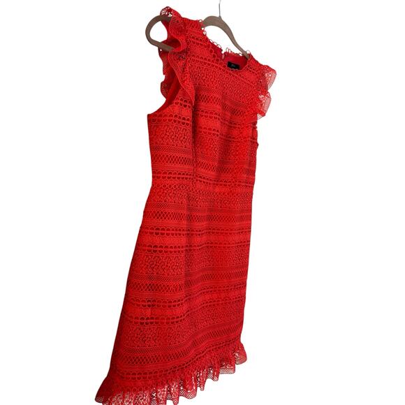 J. Crew Orange Eyelet Lace Ruffle Cap Sleeve Sheath Dress Cherish Embroidered 6 - Picture 2 of 6